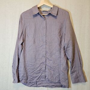 Soft Surroundings Women's "Go To Linen Shirt" Large ? Purple Button Front
